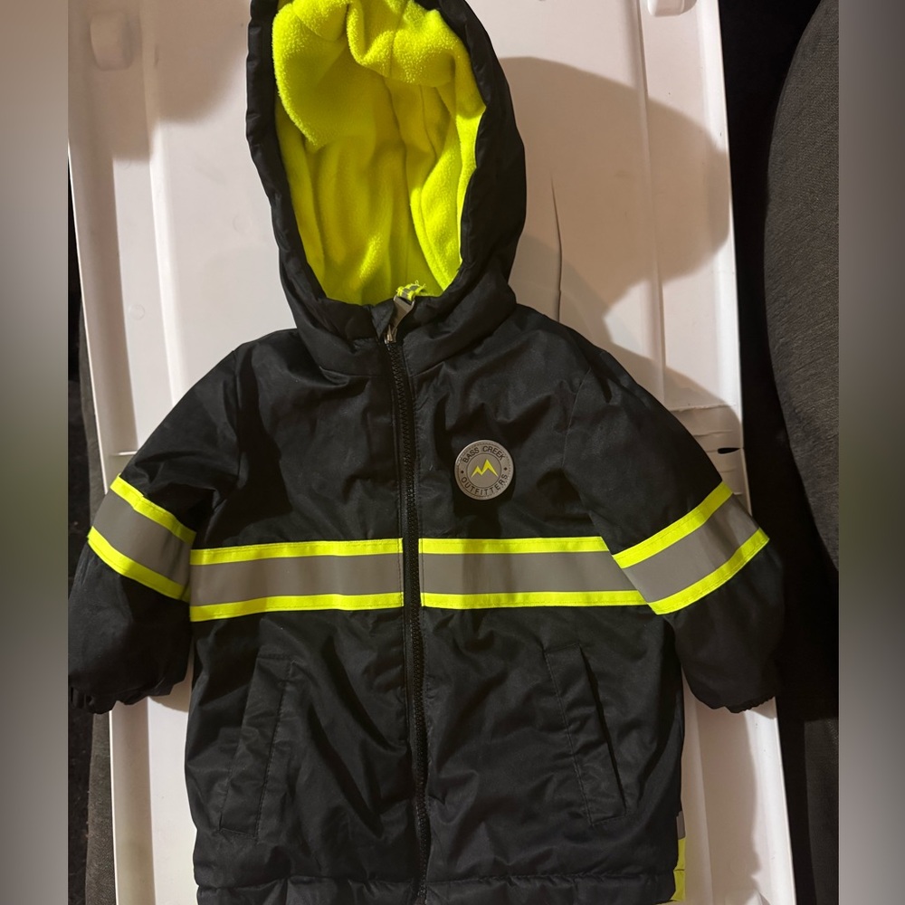 Kids Black and Hi Vis Coat